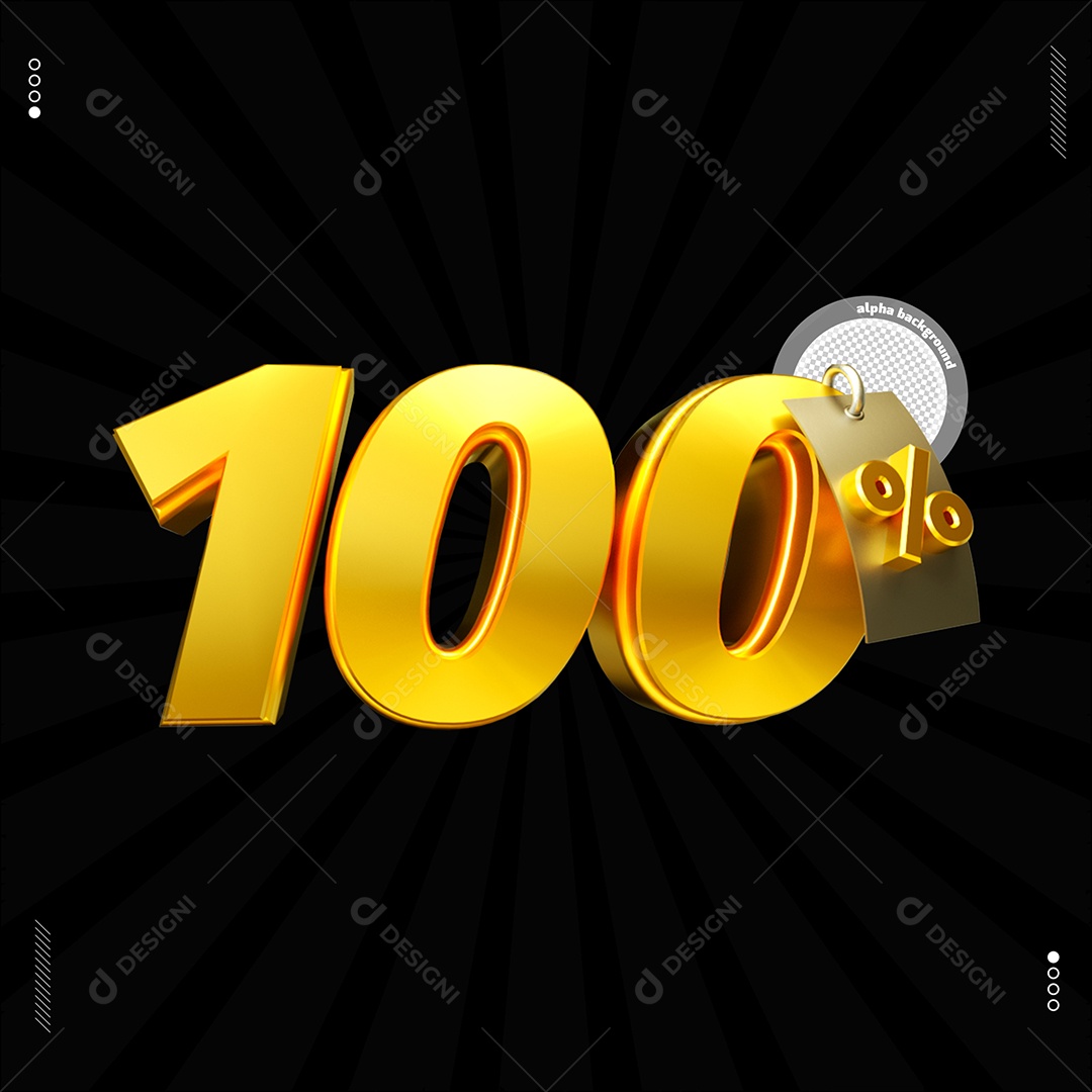 Número 100% Dourado Elemento Para Composição PSD