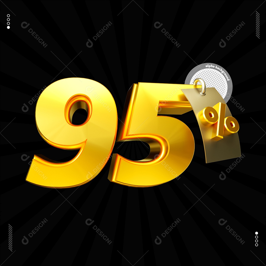 Número 95% Dourado Elemento Para Composição PSD