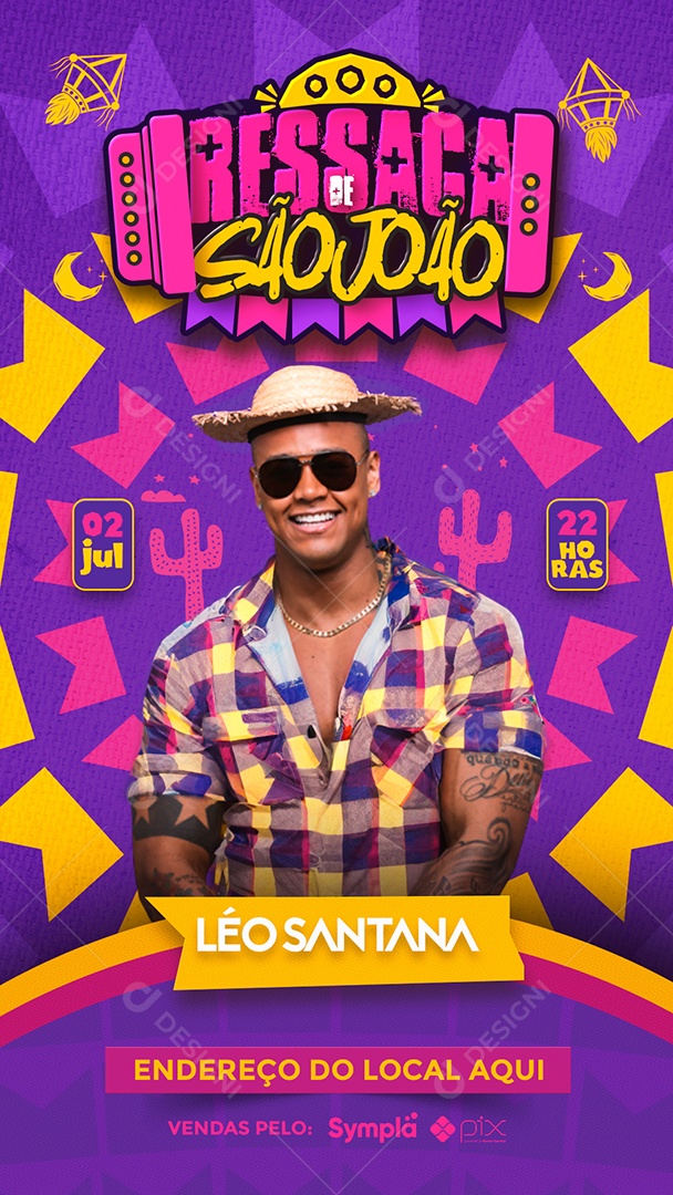 Social Media Flyer Story Ressaca De São João Léo Santana PSD Editável