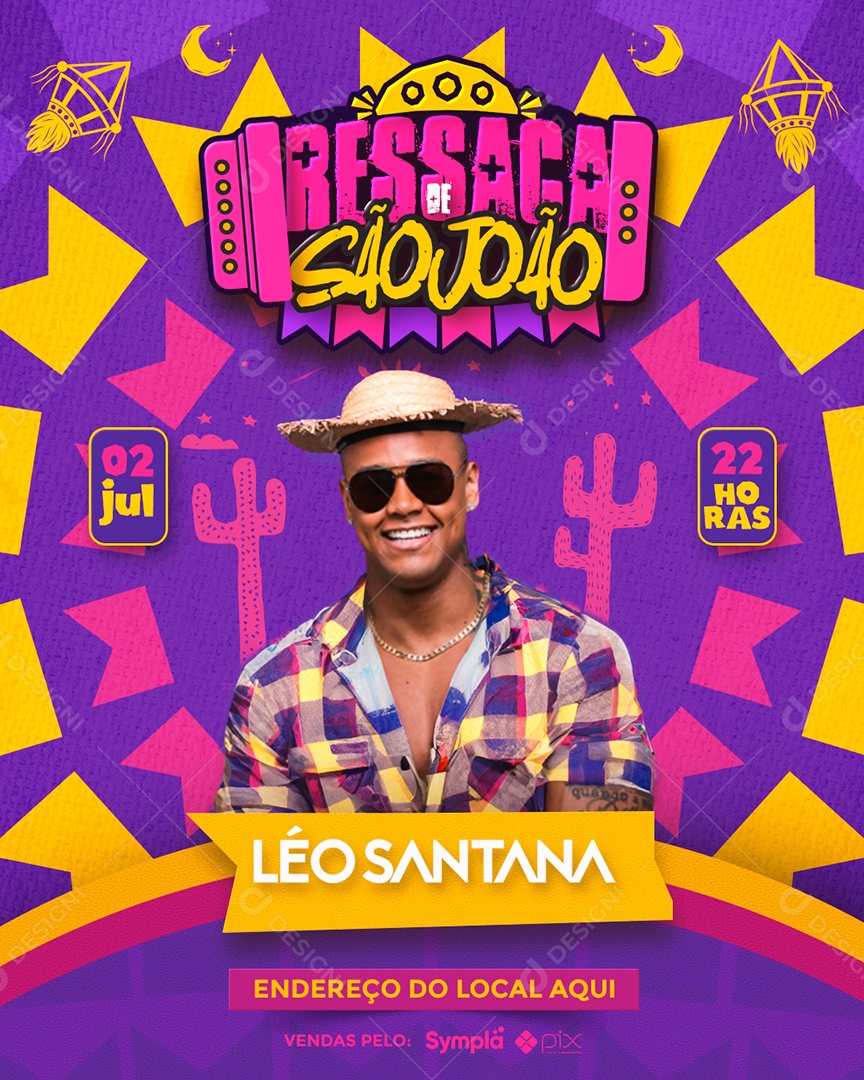 Social Media Flyer Feed Ressaca De São João Léo Santana PSD Editável