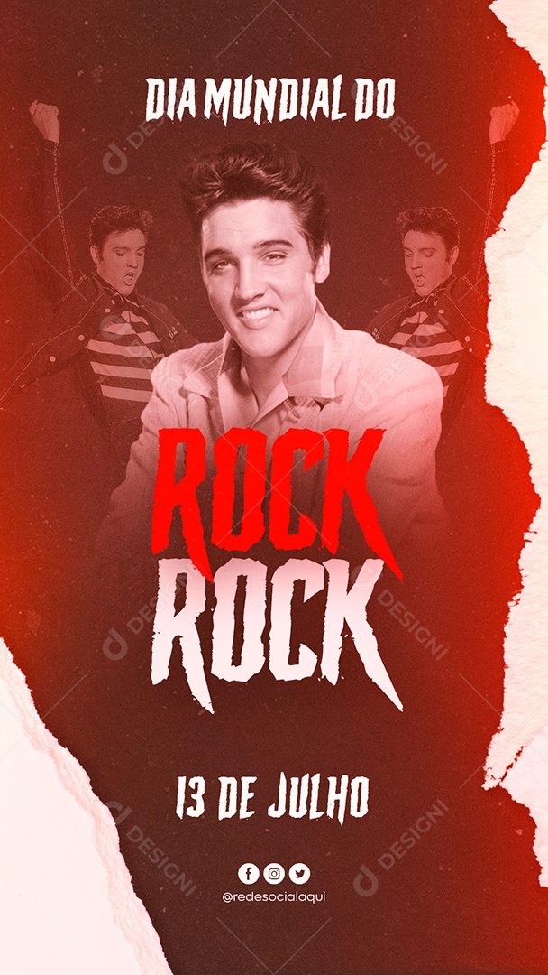 Social Media Flyer Story Dia Mundial Do Rock 13 De Julho PSD Editável