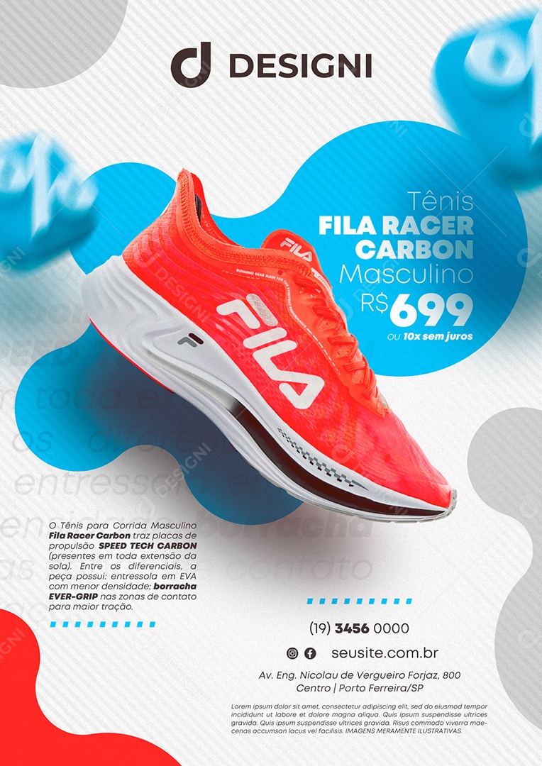 Anúncio Publicitário Tênis Fila Racer Carbon Masculino Loja De Tênis Social Media PSD Editável