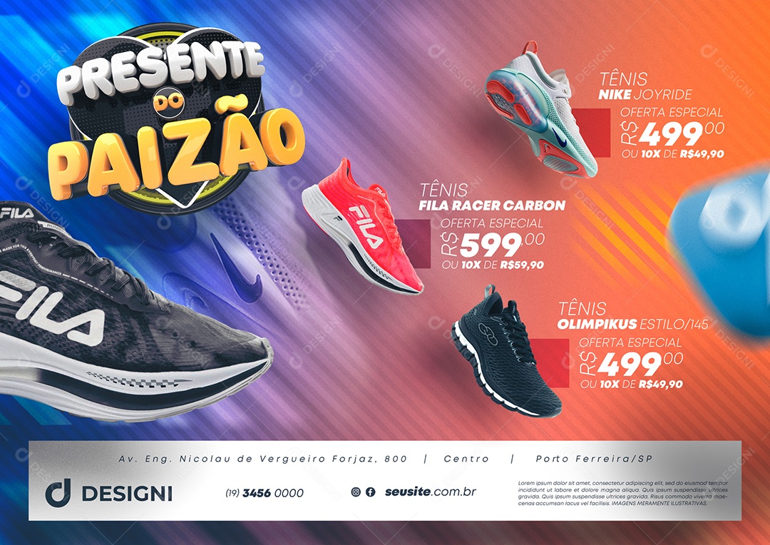 Banner Anúncio Publicitário Loja De Tênis Presente Do Paizão Social Media PSD Editável