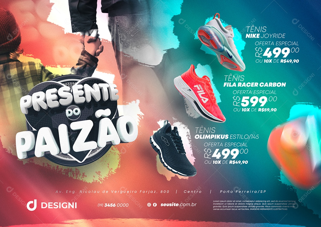 Banner Anúncio Publicitário Tênis Presente Do Paizão Loja De Tênis Social Media PSD Editável