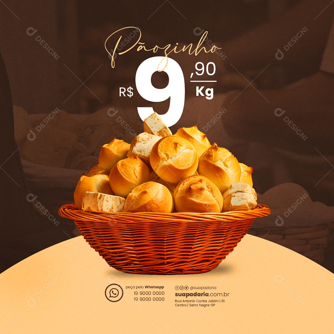 Pãozinho 9,90 Kg Padaria Social Media PSD Editável