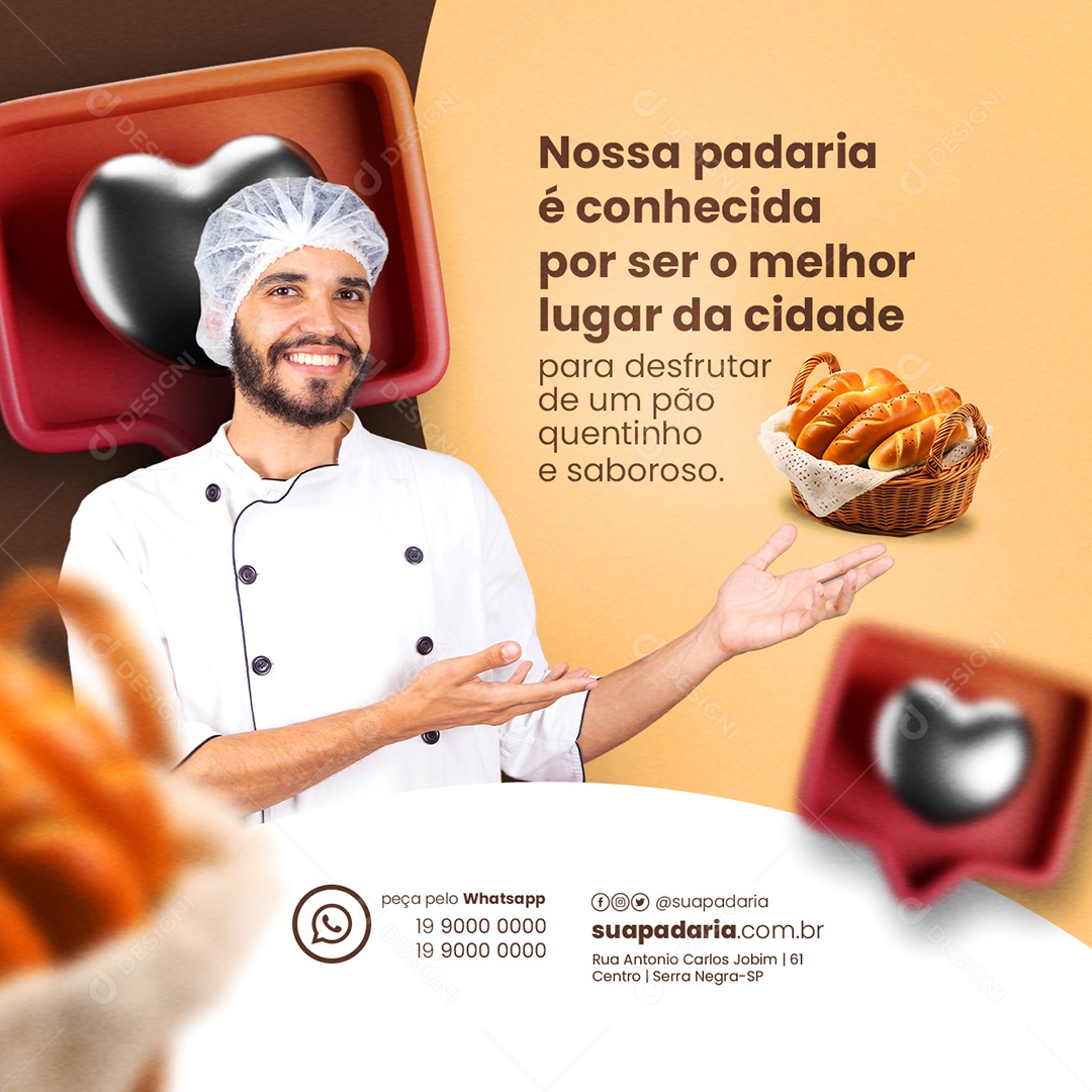 Nossa Padaria é Conhecida Por Ser O Melhor Lugar Da Cidade Social Media PSD Editável