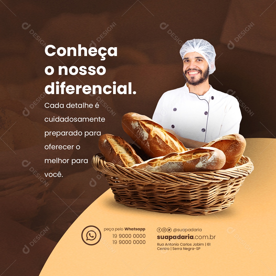 Conheça O Nosso Preferencial Padaria Social Media PSD Editável