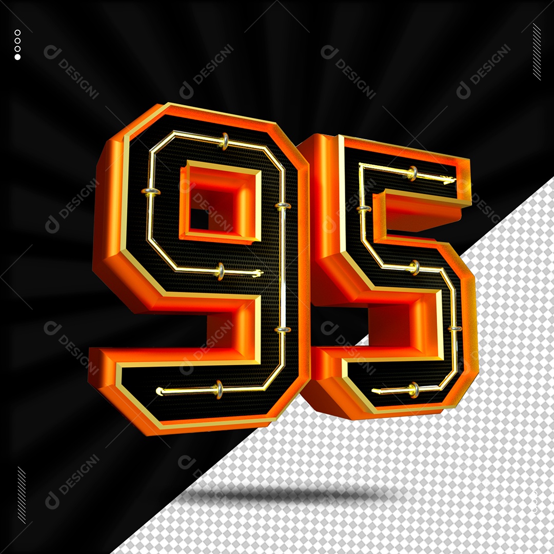 Number 95 Golden 3D Element For Composition PSD