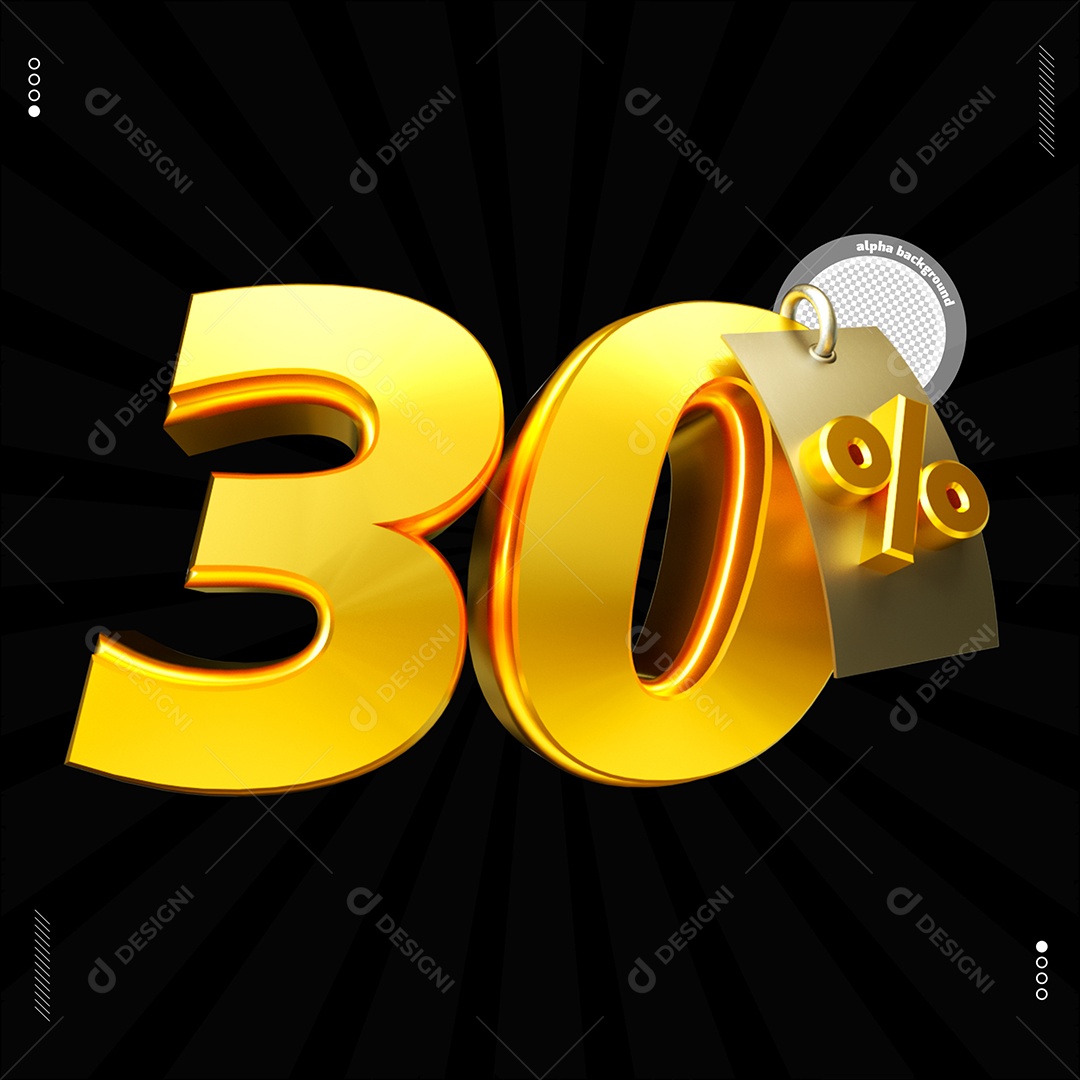 Número 30%  Dourado Elemento Para Composição PSD
