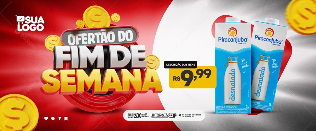 Social Media Banner Ofertão Do Fim De Semana Supermercado PSD Editável