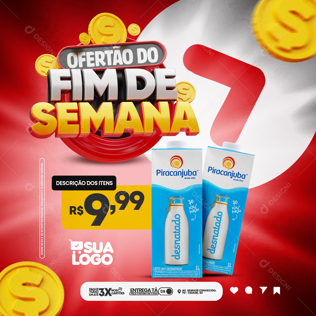 Social Media Feed Ofertão Do Fim De Semana Supermercado PSD Editável