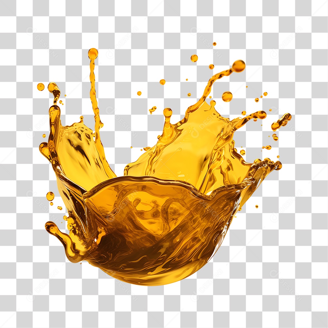Objeto 3D Splash de Óleo Combustível para Composição PNG Transparente