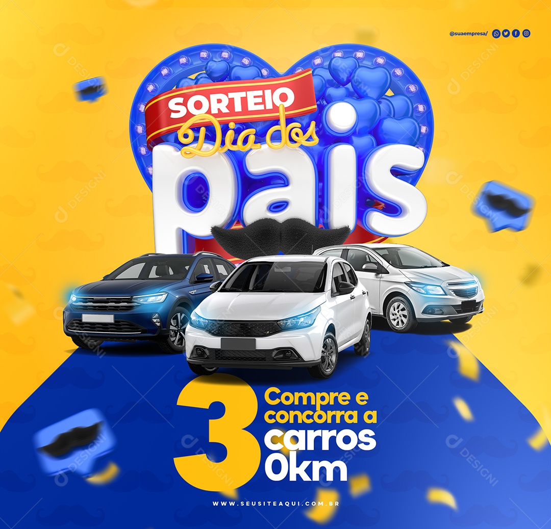 Feed Sorteio Dia Dos Pais Compre e Concorra Social Media PSD Editável