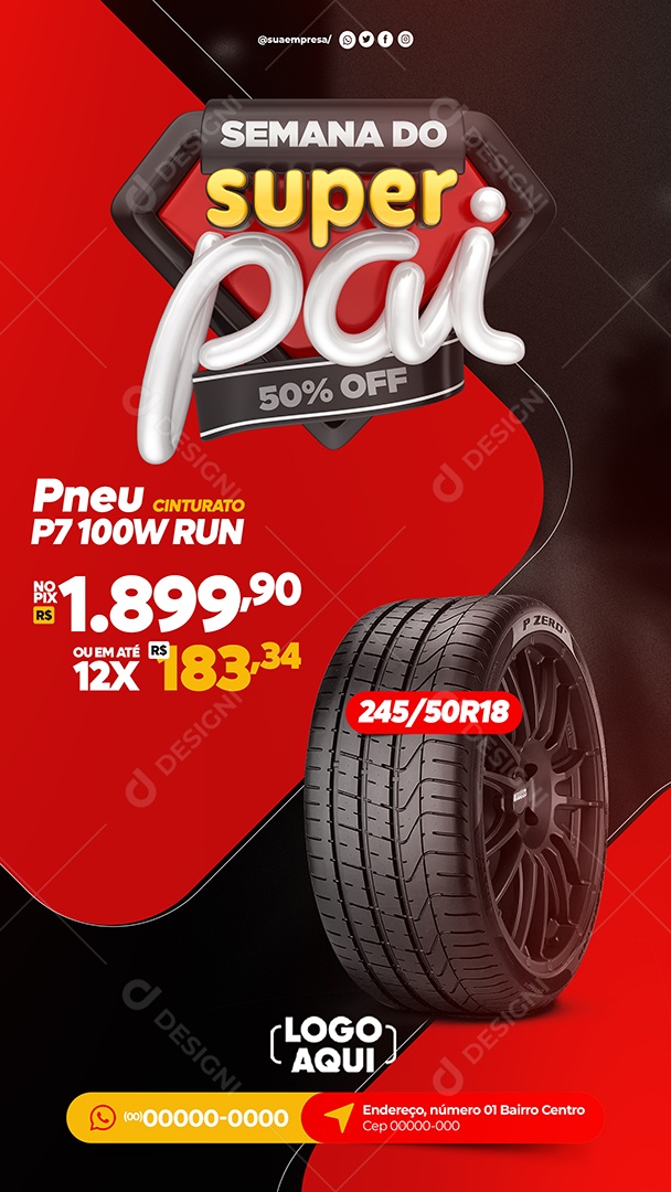 Social Media Story Semana Do Super Pai Oficina PSD Editável