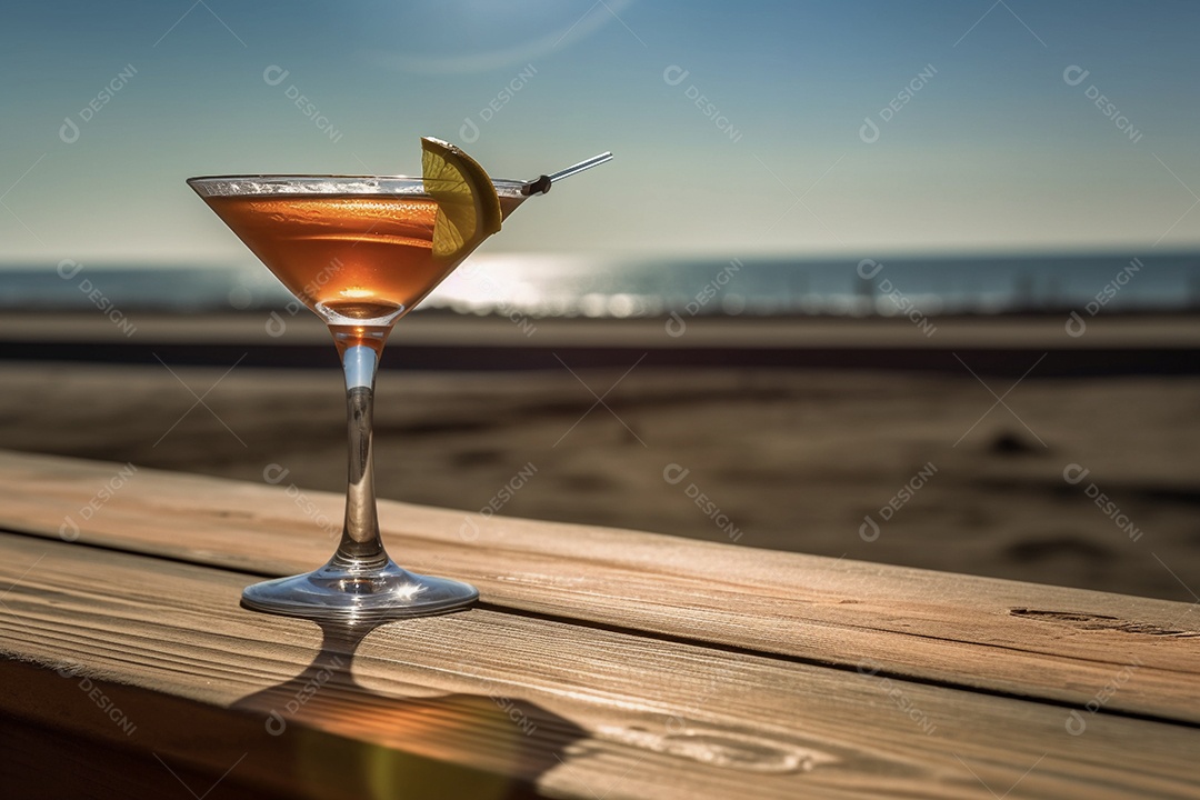 Taça de coquetel na praia