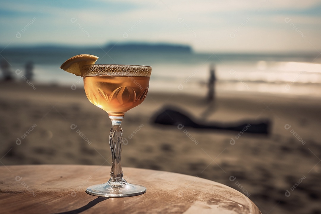 Taça de coquetel na praia