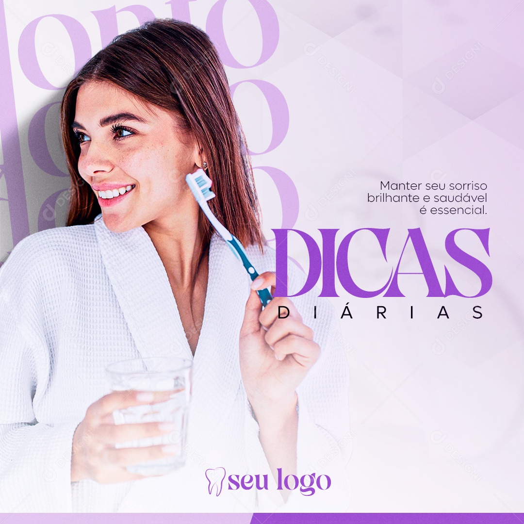 Social Media Manter Seu Sorriso Brilhante Dicas Diárias PSD Editável
