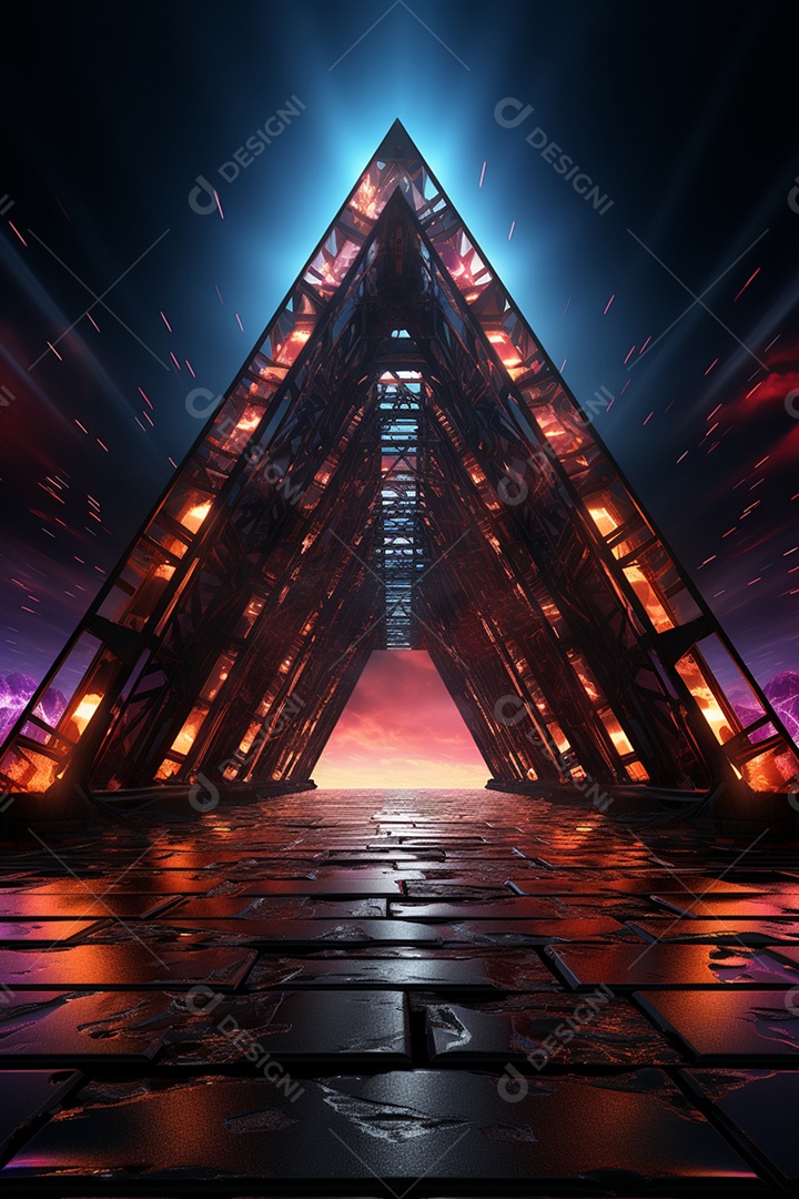 Cenário palco espacial futurista