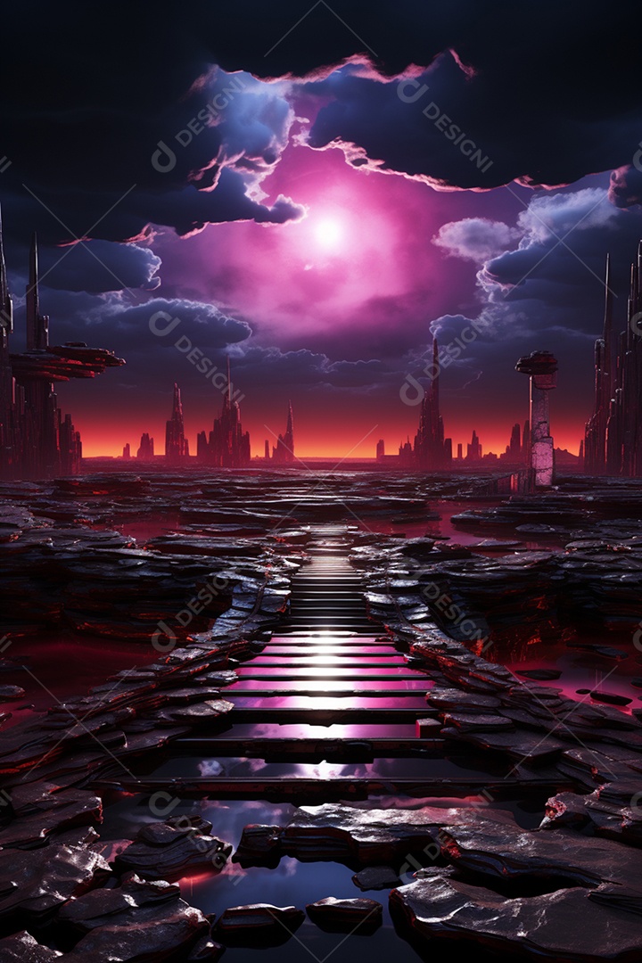 Cenário palco espacial futurista