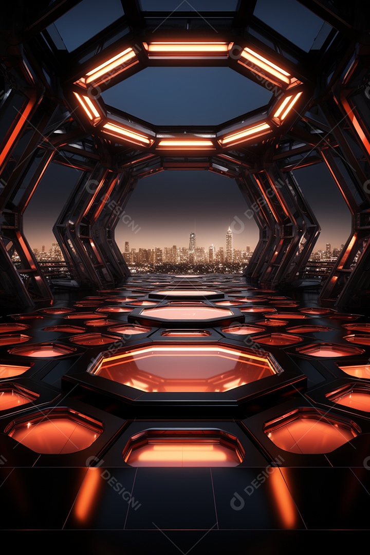 Podium cenário futurista