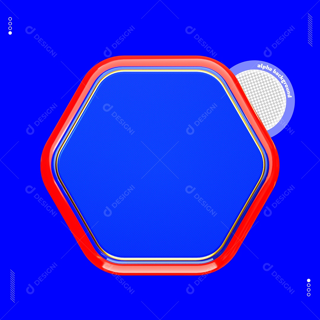 Azul e Vermelho Em Forma de Hexágono Elemento 3D Para Composição PSD
