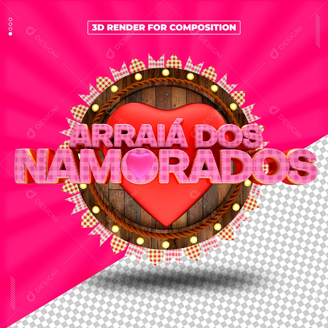 Selo 3D Arraia Dos Namorados Curtir As Festa Para Composição PSD