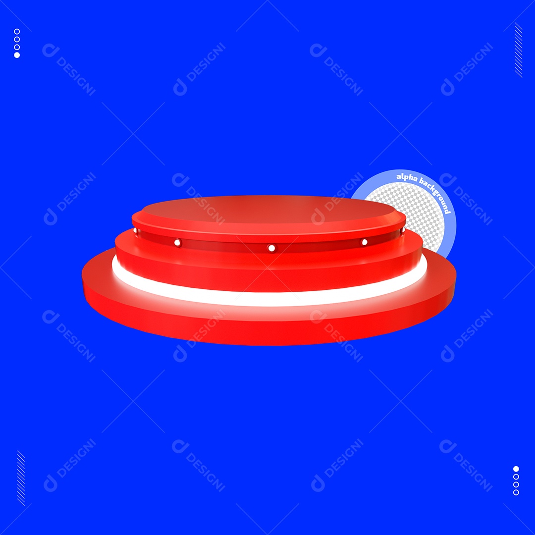 Pódio Vermelho Elemento 3D para Composição PSD