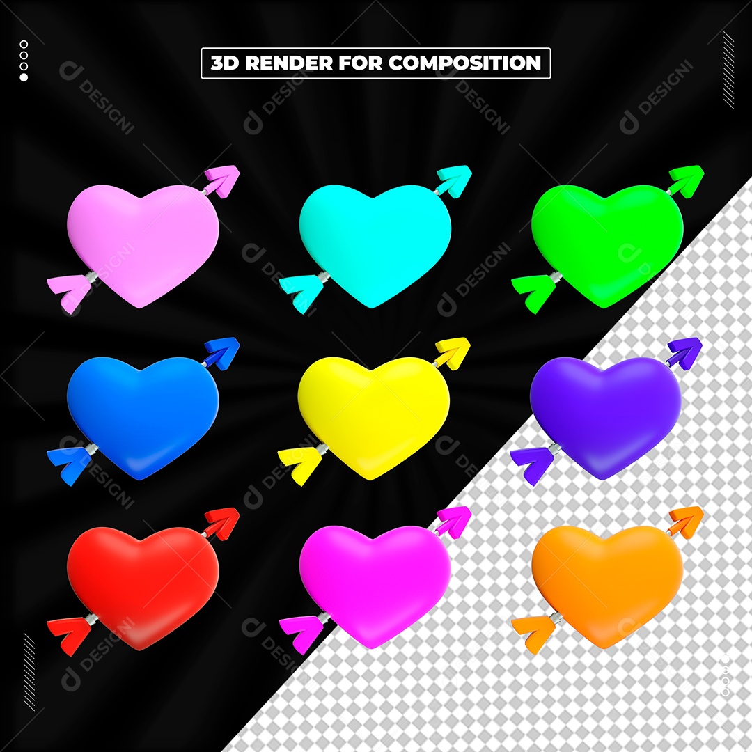 Conjunto De Corações Do Dia Dos Namorados PSD