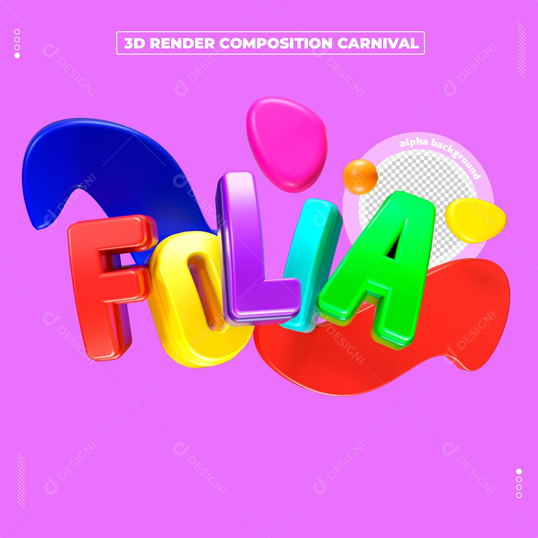 Selo 3D de Carnaval Folia de oferta Composição PSD