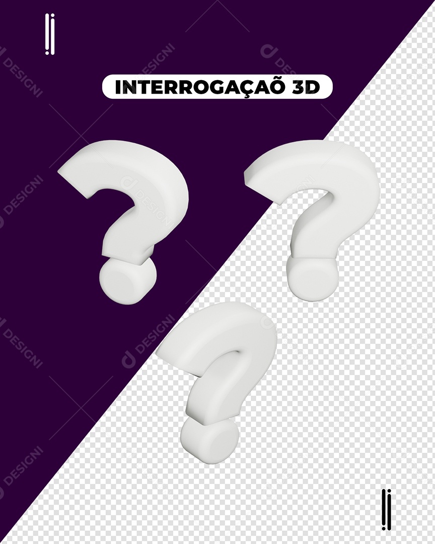 Elemento 3D Ponto De Interrogação Branco Para Composição PSD
