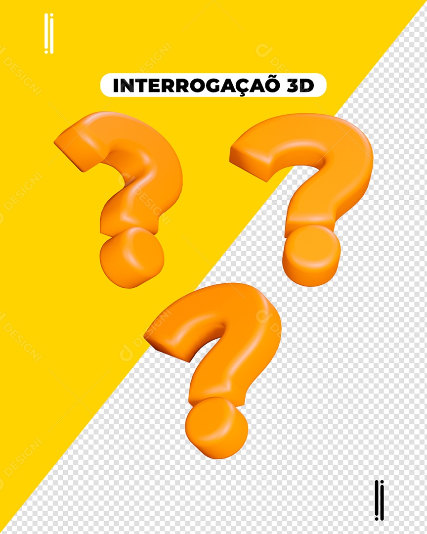 Elemento 3D Ponto De Interrogação Amarelo Para Composição PSD