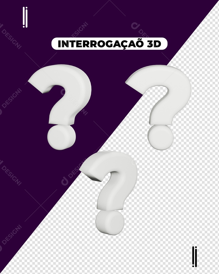 Elemento 3D Ponto De Interrogação Branco Para Composição PSD