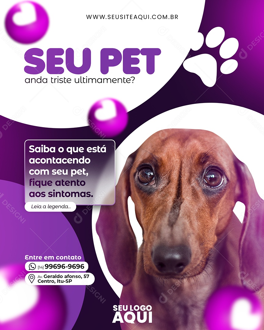 Social Media Seu Pet Anda Triste Pet Shop PSD Editável