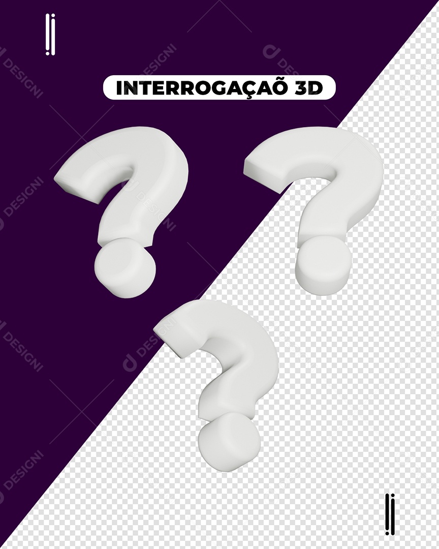 Elemento 3D Ponto De Interrogação Branco Para Composição PSD