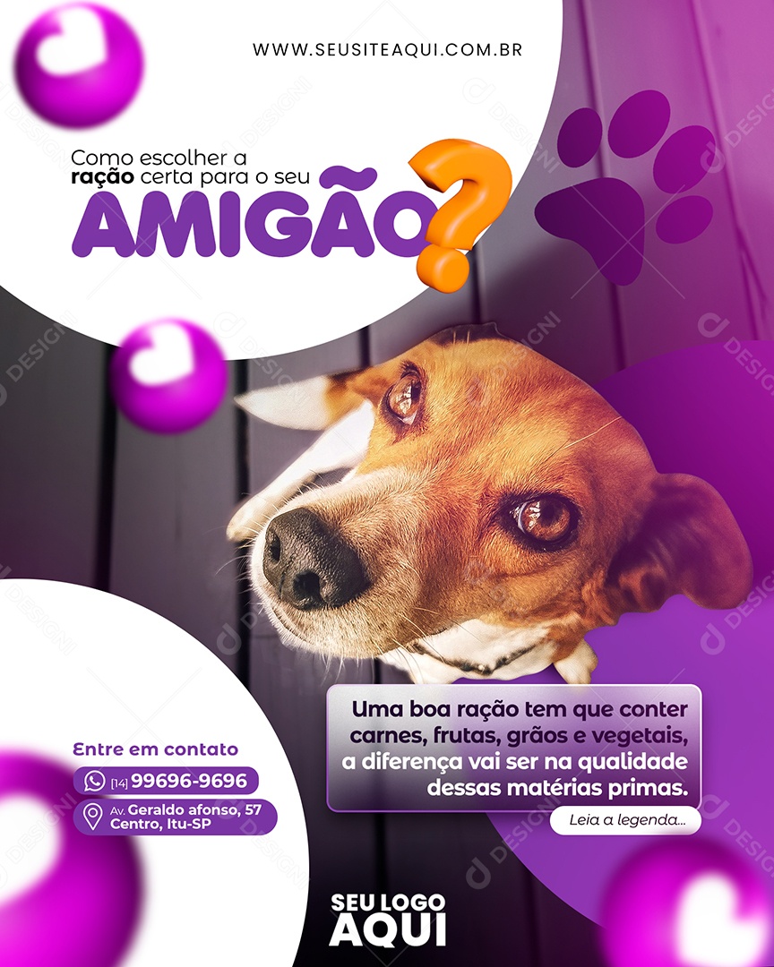 Social Media Como Escolher a Ração Certa Para o Seu Amigão PSD Editável