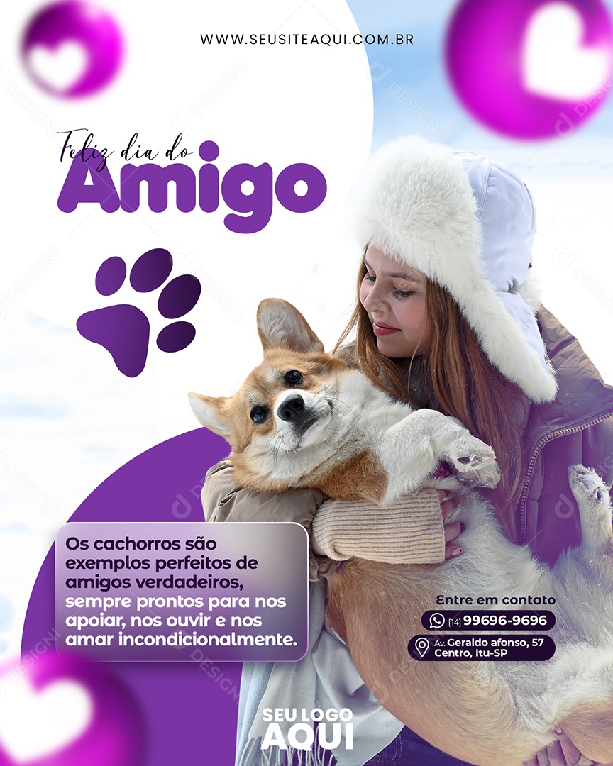 Social Media Feliz Dia Do Amigo OS Cachorros São Exemplo PSD Editável