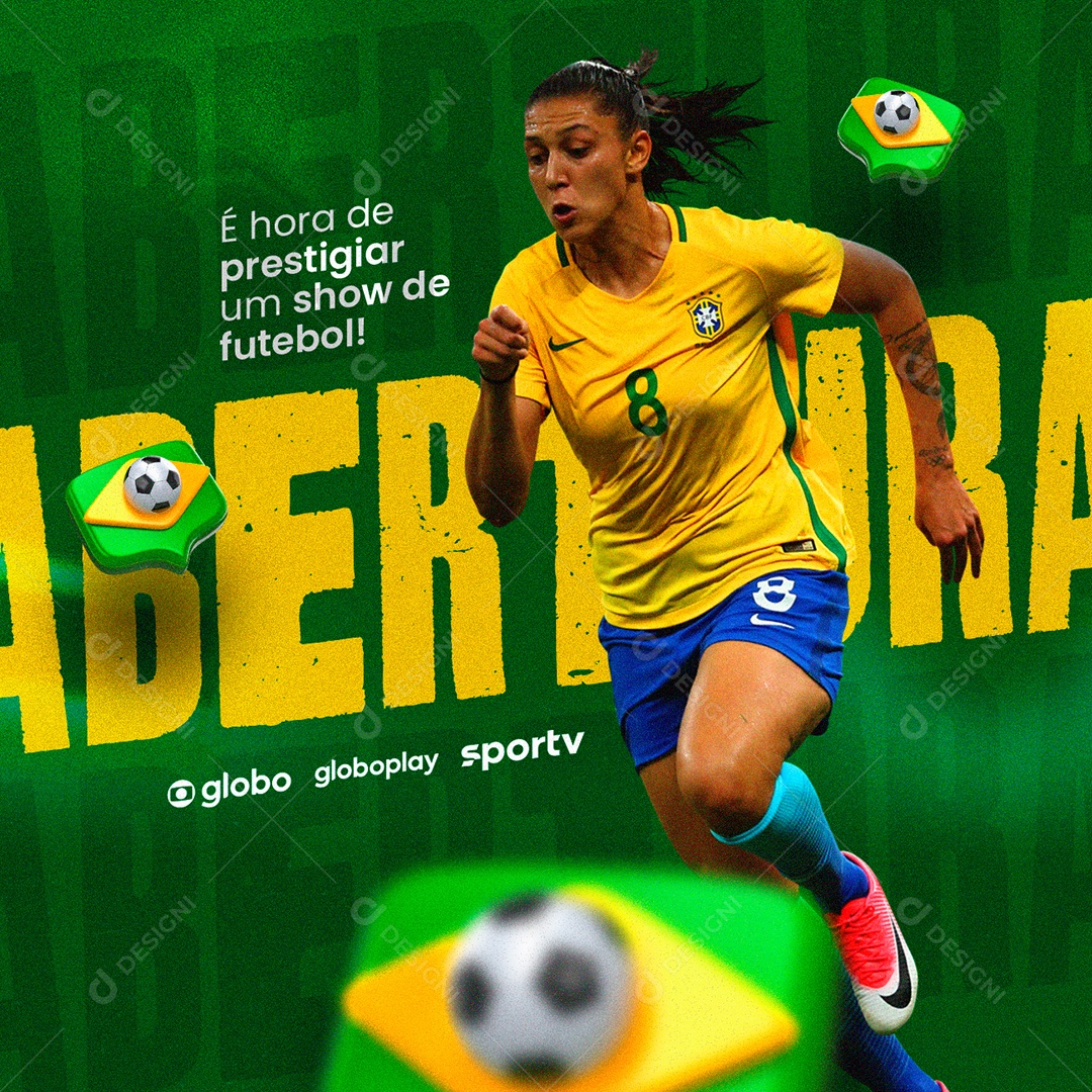É Hora De Prestigiar Um Show De Futebol Copa Feminina Abertura Social Media PSD Editável