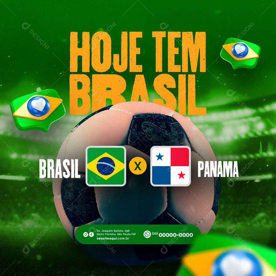 Hoje Tem Brasil Copa Feminina Futebol Brasil x Panamá Social Media PSD Editável