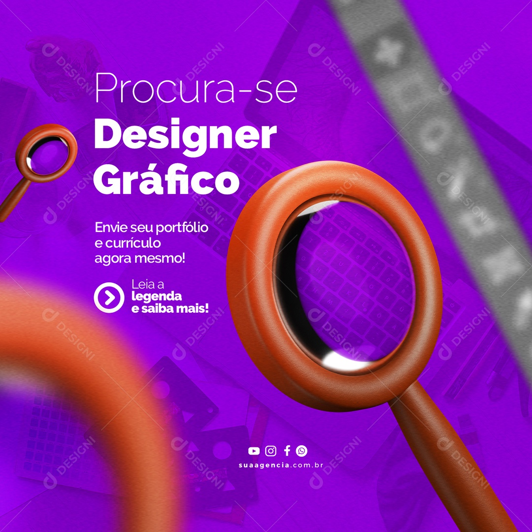 Procura-Se Designer Gráfico Vagas De Empregos Social Media PSD Editável