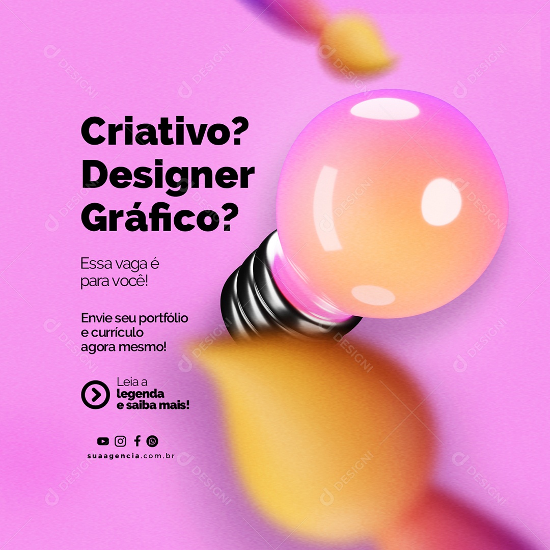 Criativo Designer Gráfico Essa Vaga é Para Você Vagas De Empregos Social Media PSD Editável