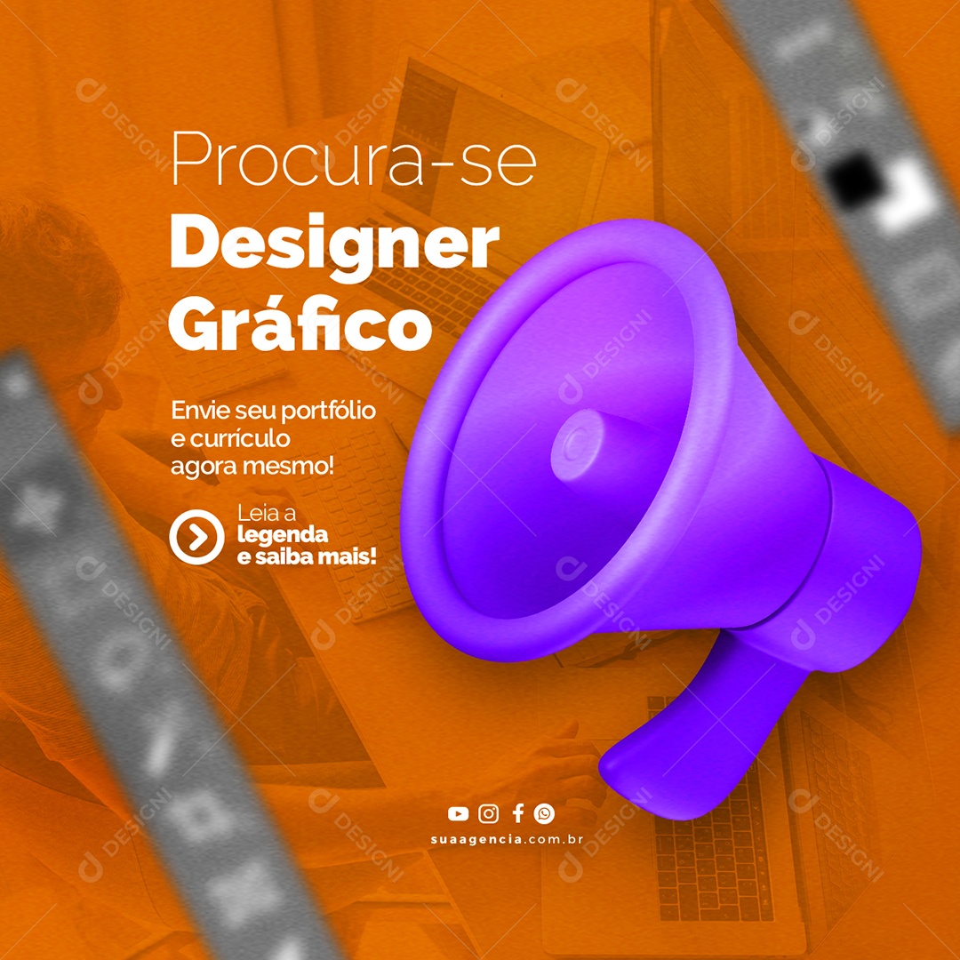 Social Media Procura-Se Designer Gráfico Vagas De Empregos PSD Editável