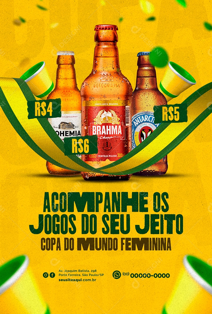 Acompanhe Os Jogos Do Seu Jeito Bohemia Brahma Antártica Cervejaria Social Media PSD Editável