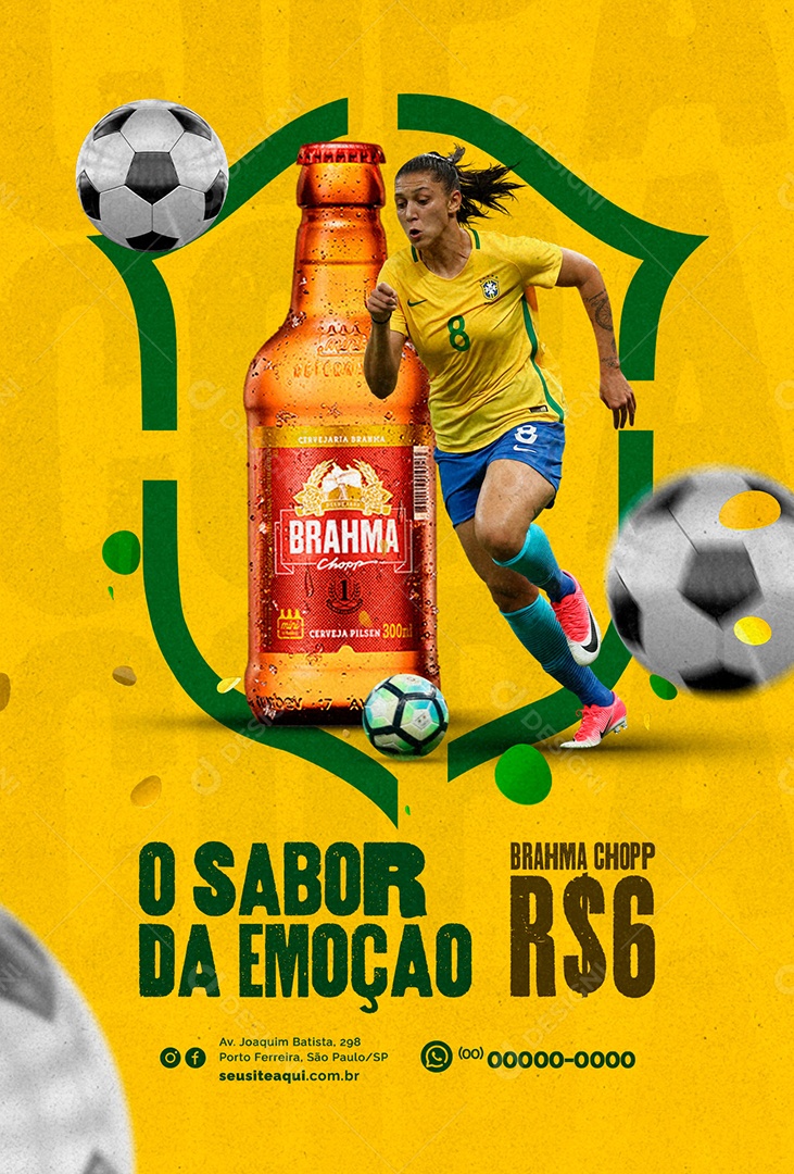 O Sabor Da Emoção Brahma Chopp 6,00 Copa do Mundo Cervejaria Social Media PSD Editável