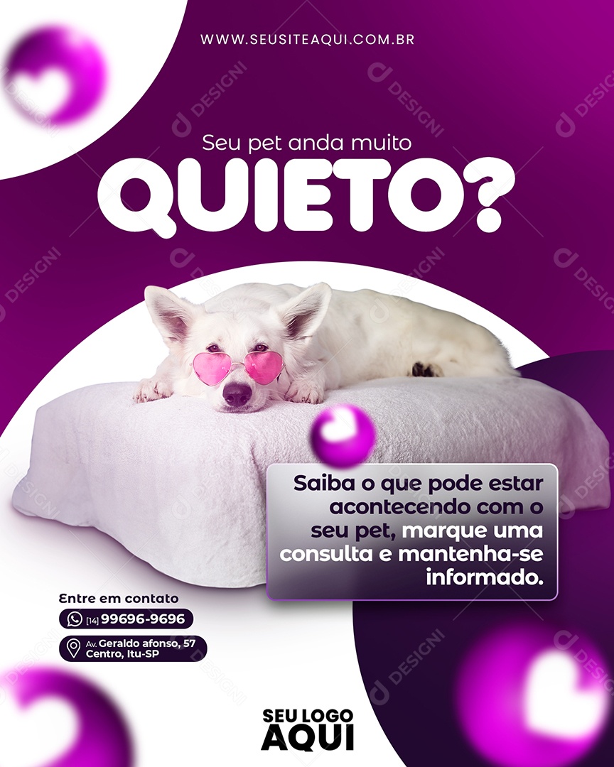 Seu Pet Anda Muito Quieto Pet Shop Social Media PSD Editável