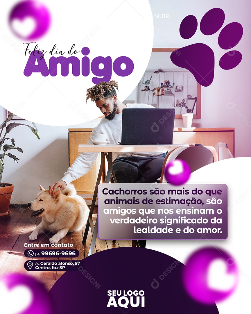 Social Media Feliz Dia Do Amigo Lealdade e Amor PSD Editável