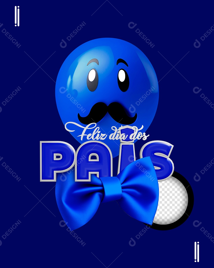 Selo 3D Feliz Dia Dos Pais Balão Azul Para Composição PSD