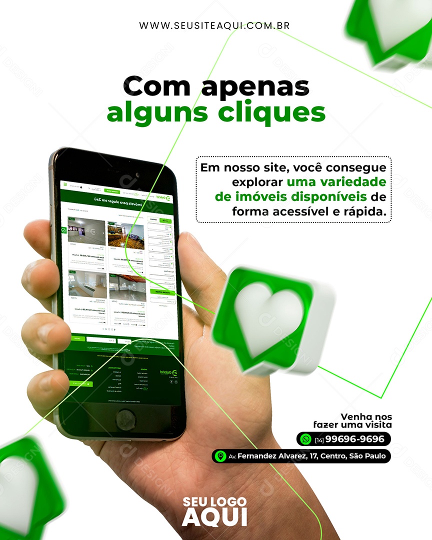 Com Apenas Alguns Cliques Imobiliária Social Media PSD Editável