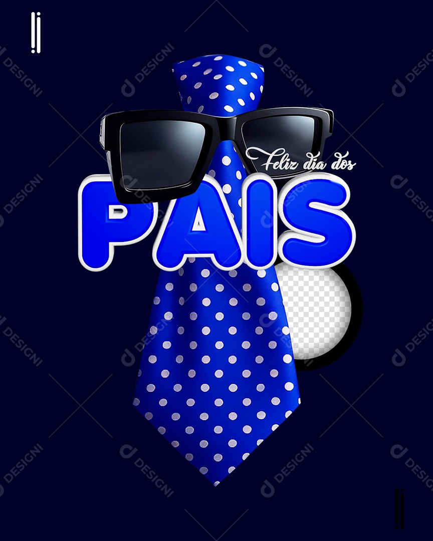 Selo 3D Feliz Dia Dos Pais Óculos Gravata Para Composição PSD