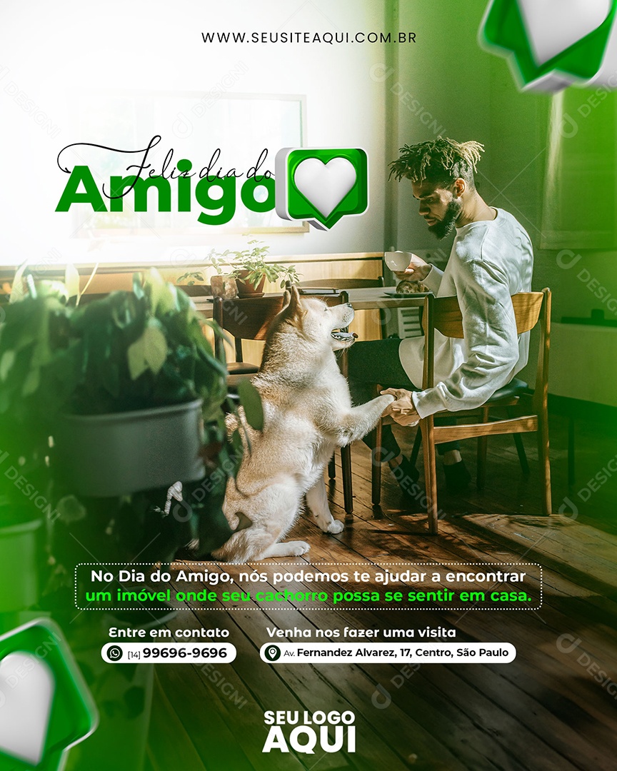 Social Media Feliz Dia Do Amigo Imobiliária PSD Editável