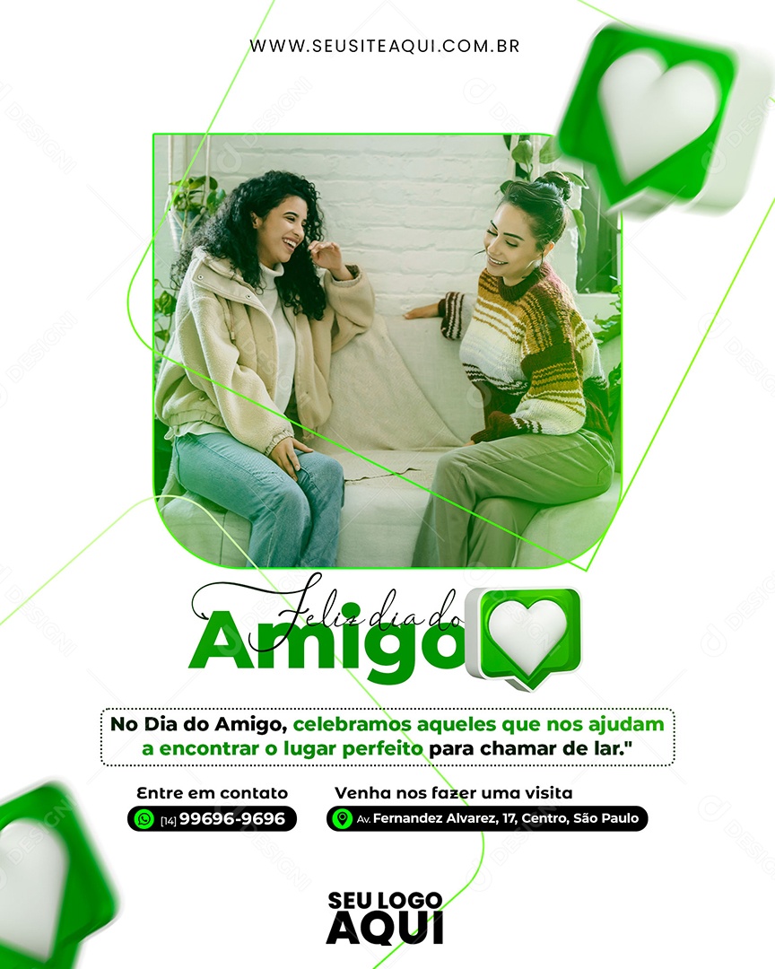 Feliz Dia Do Amigo Lugar Perfeito Social Media PSD Editável
